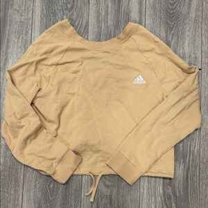 Adidas Beige Long Sleeve Crop Top
